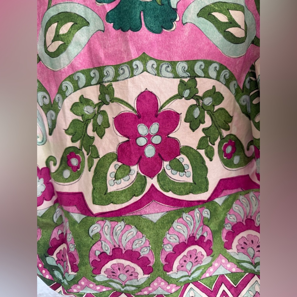 Karen Kane Vibrant Floral Puff Sleeve 100% Cotton Spring Boho Size Small Top - Picture 8 of 16
